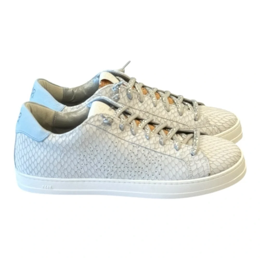 P448 John Margot Embossed Leather Sneakers Sky Size 41 / 11 NEW